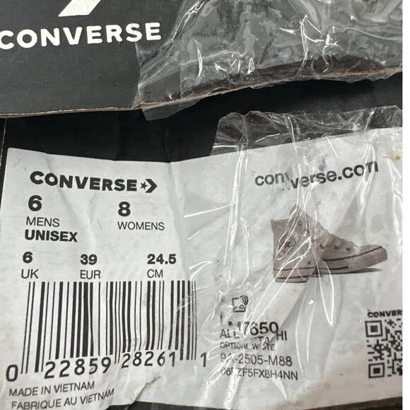 Converse Women's White Chuck Taylor All Star Sneakers Size Men's 6 Women's 8 - Picture 3 of 11